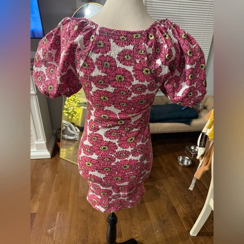 Zara Pink Floral Smocked Mini Dress
